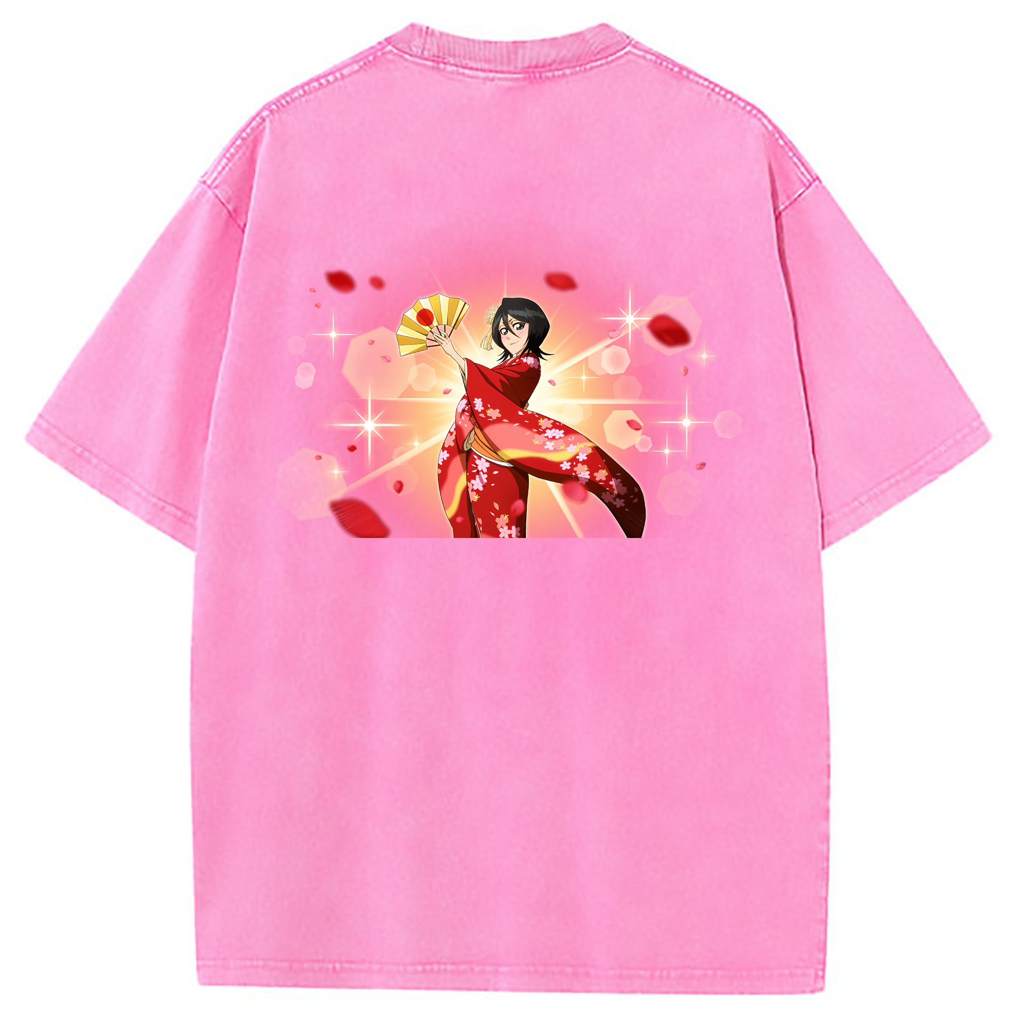 （画像用） ブリーチ 朽木ルキア BLEACH Kuchiki Rukia 綿100% ヴィンテージ風 半袖Tシャツ（背面プリント）